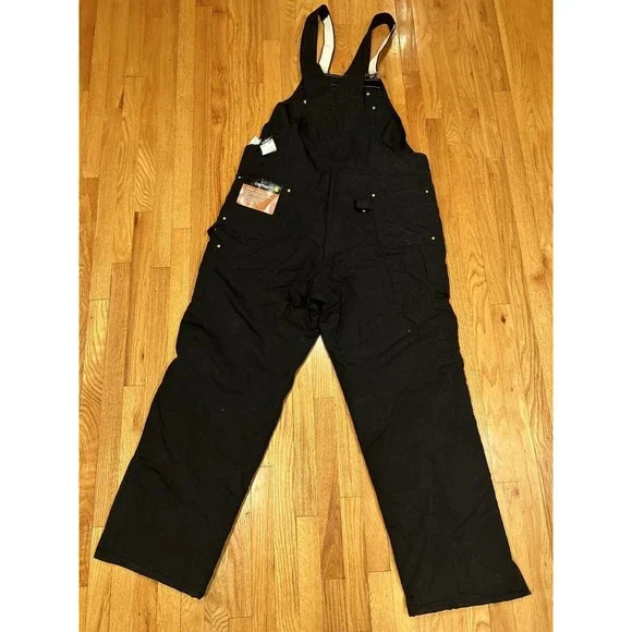 NWT Carhartt Men Quilt Lined Zip To Knee Bib Overalls Black $180 46x34 R03